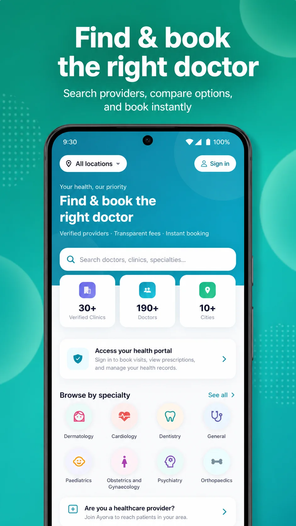 Ayorva patient app — find and book the right doctor