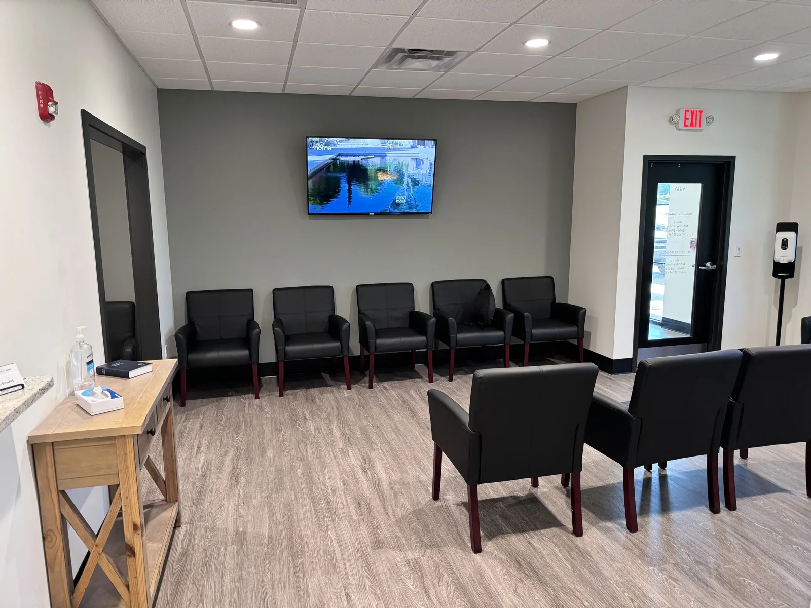 Patients waiting at a clinic reception